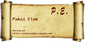 Paksi Elek névjegykártya